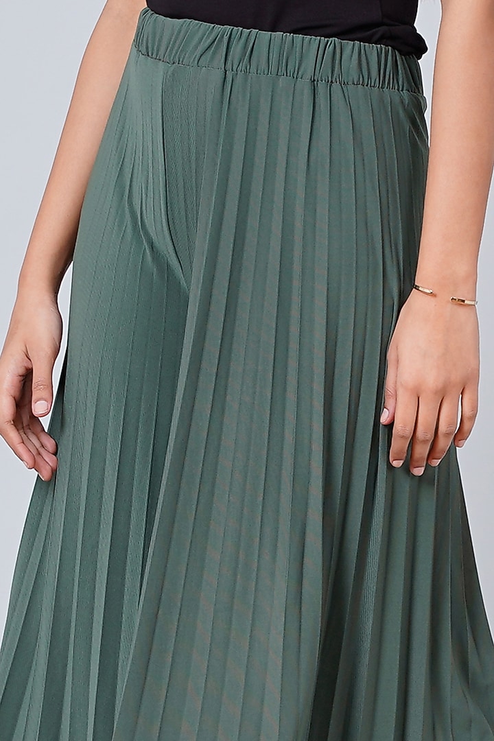 Sage Green Pleated Palazzo Pants by First Resort by Ramola