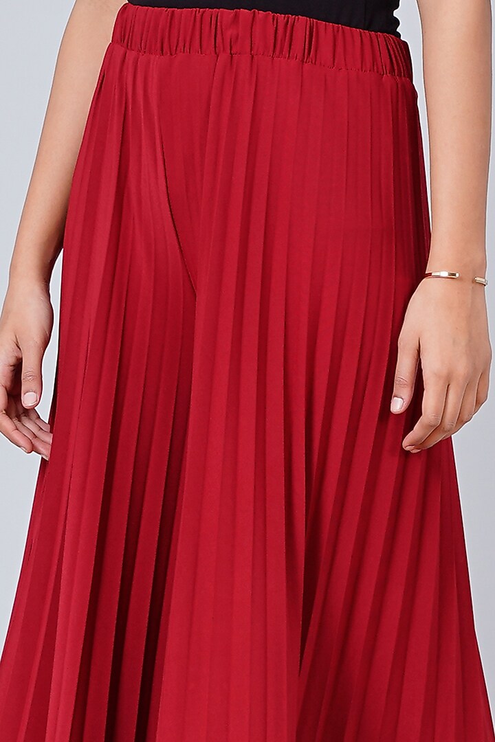 Deep Red Pleated Palazzo Pants by First Resort by Ramola Bachchan at Pernia's Pop Up Shop
