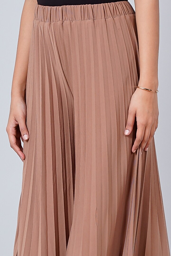 Caramel Brown Pleated Palazzo Pants by First Resort by Ramola Bachchan at Pernia's Pop Up Shop