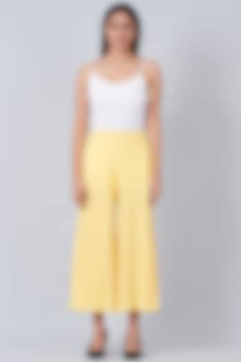 Yellow Pleated Palazzo Pants by First Resort by Ramola Bachchan
