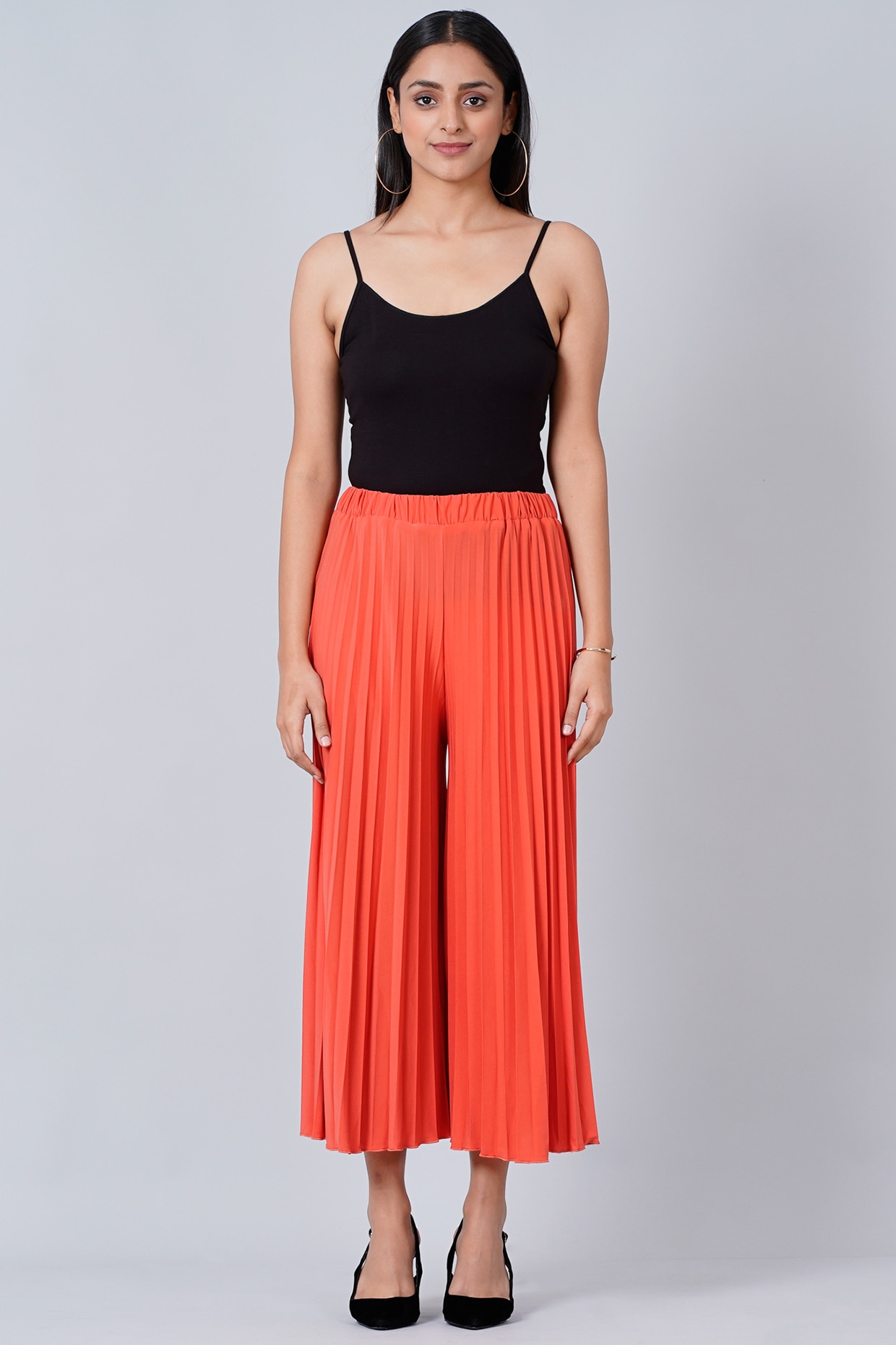 Pleated palazzo pants - Women | MANGO OUTLET USA