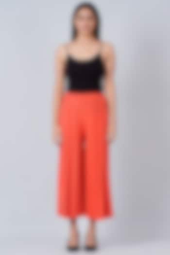 Orange Pleated Palazzo Pants by First Resort by Ramola Bachchan