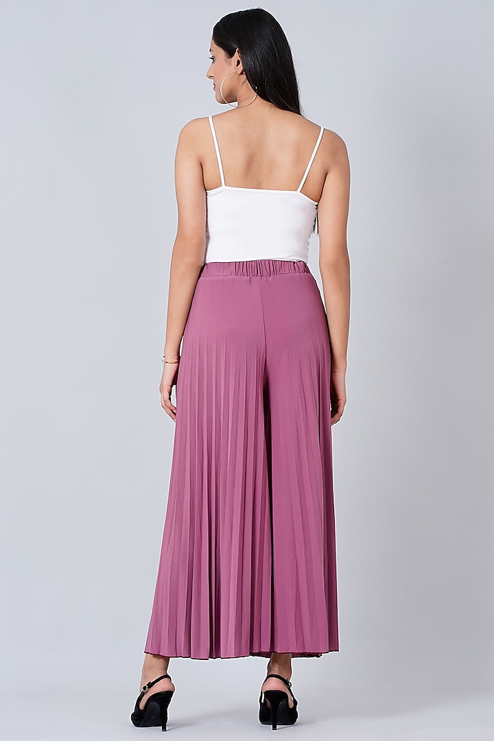 White Pleated Palazzo Pants Design by First Resort by Ramola