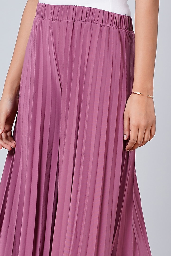 Berry Purple Pleated Palazzo Pants by First Resort by Ramola Bachchan at Pernia's Pop Up Shop