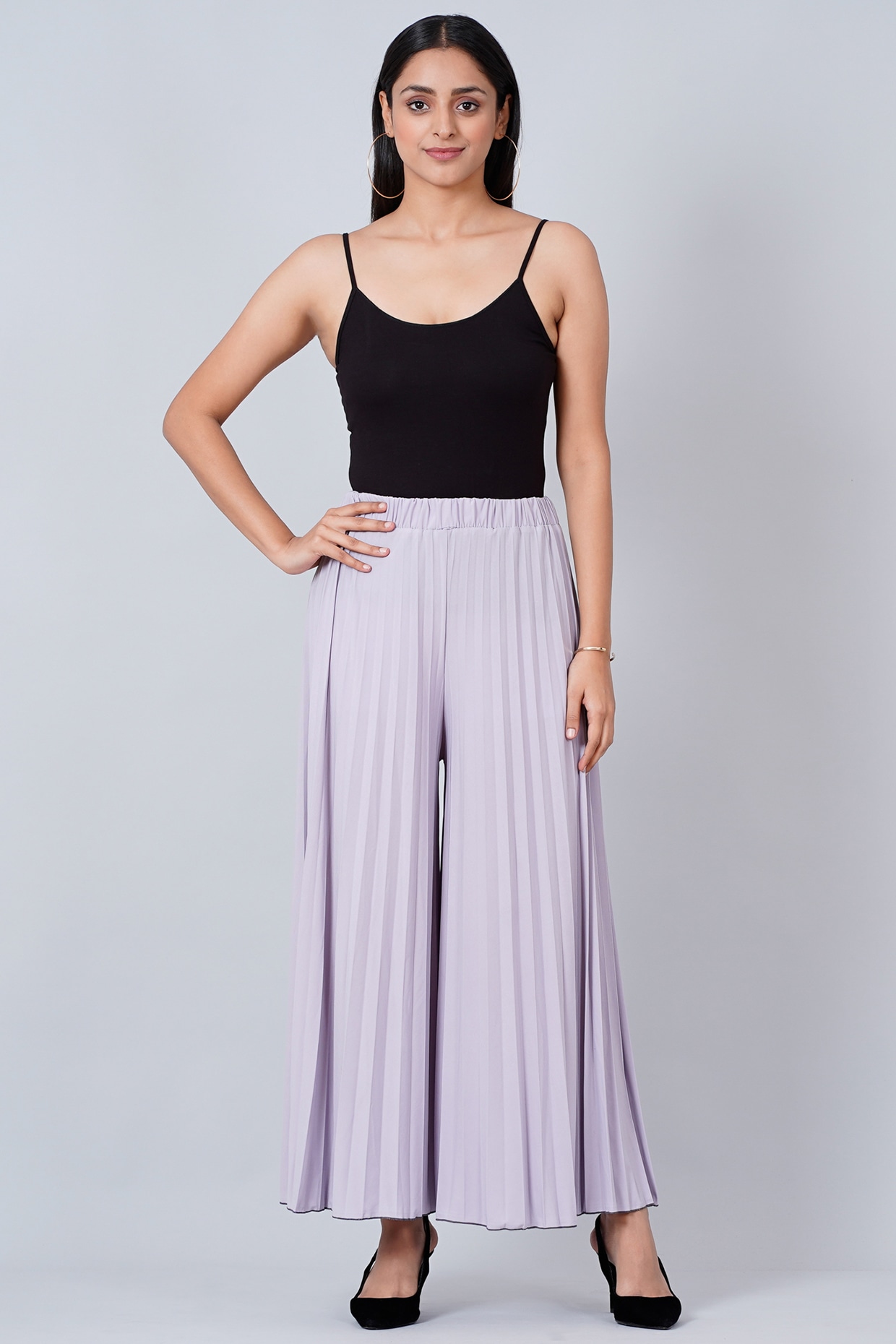 Pleated Palazzos In Multi Color. | Abayakart.com