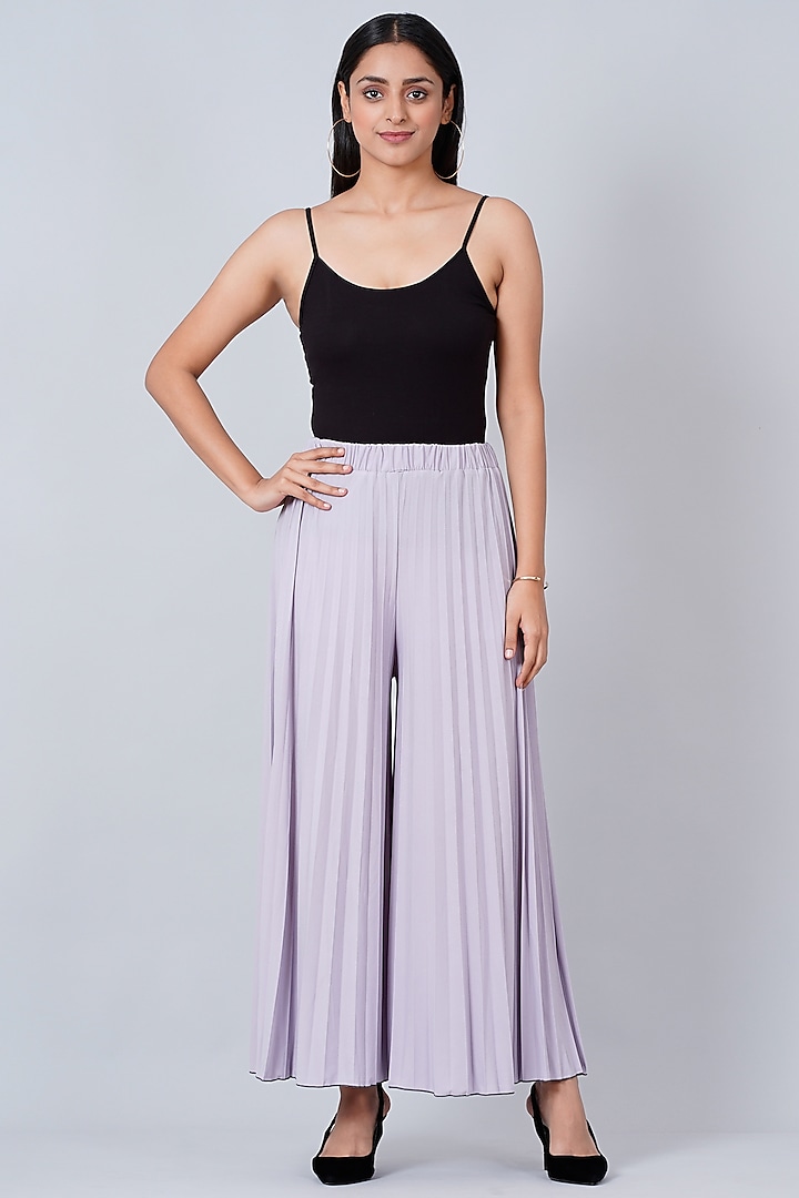 Lilac Pleated Palazzo Pants by First Resort by Ramola Bachchan