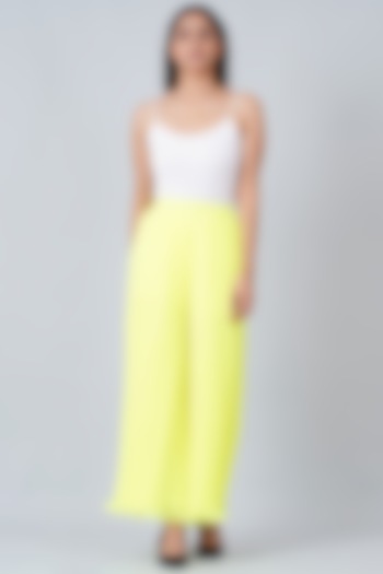 Neon Green Pleated Palazzo Pants by First Resort by Ramola Bachchan