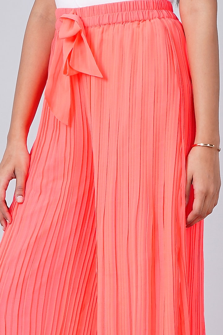 Neon Pink Pleated Palazzo Pants by First Resort by Ramola Bachchan at Pernia's Pop Up Shop