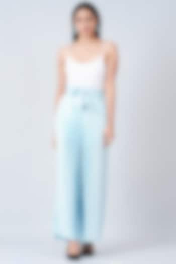 Light Blue Pleated Palazzo Pants by First Resort by Ramola Bachchan