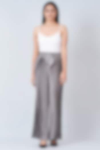 Charcoal Grey Pleated Palazzo Pants by First Resort by Ramola Bachchan