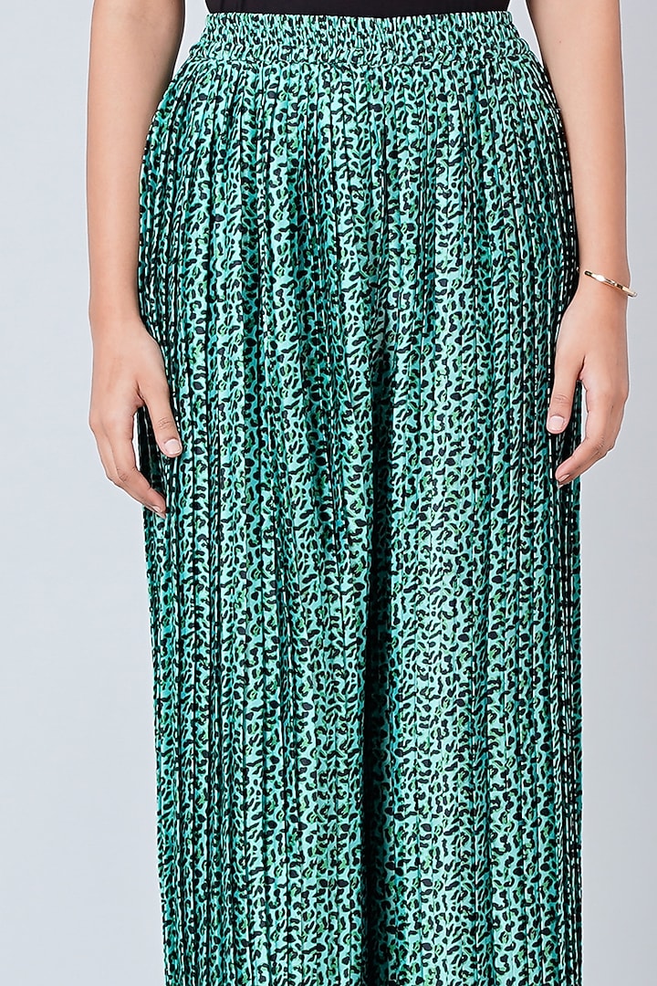 Green Printed Palazzo Pants by First Resort by Ramola Bachchan at Pernia's Pop Up Shop