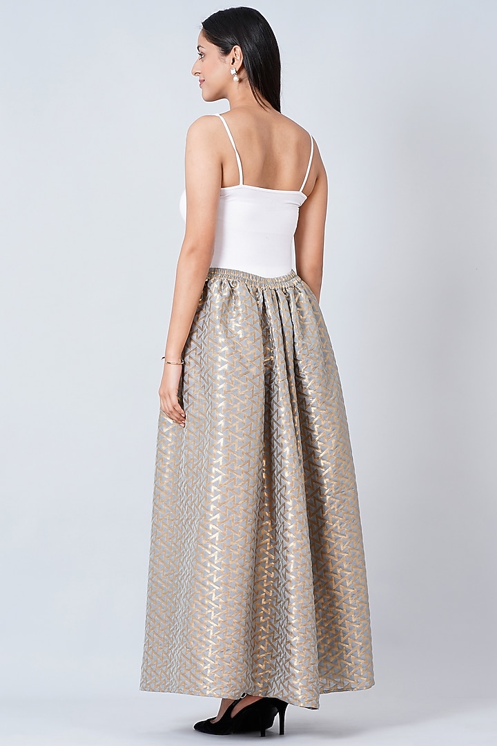 Grey Banarasi Silk Skirt by First Resort by Ramola Bachchan at Pernia's Pop Up Shop