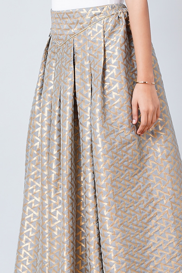 Grey Banarasi Silk Skirt by First Resort by Ramola Bachchan at Pernia's Pop Up Shop