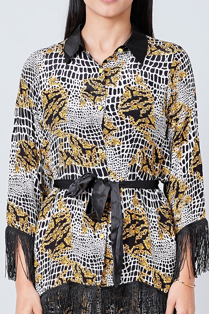 Yellow & Grey Printed Shirt by First Resort by Ramola Bachchan at Pernia's Pop Up Shop