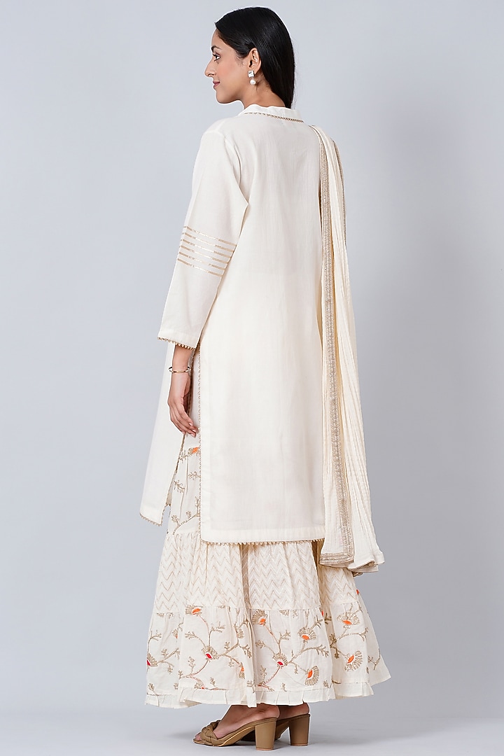 Off-White Cotton Cambric Sharara Set by First Resort by Ramola Bachchan at Pernia's Pop Up Shop
