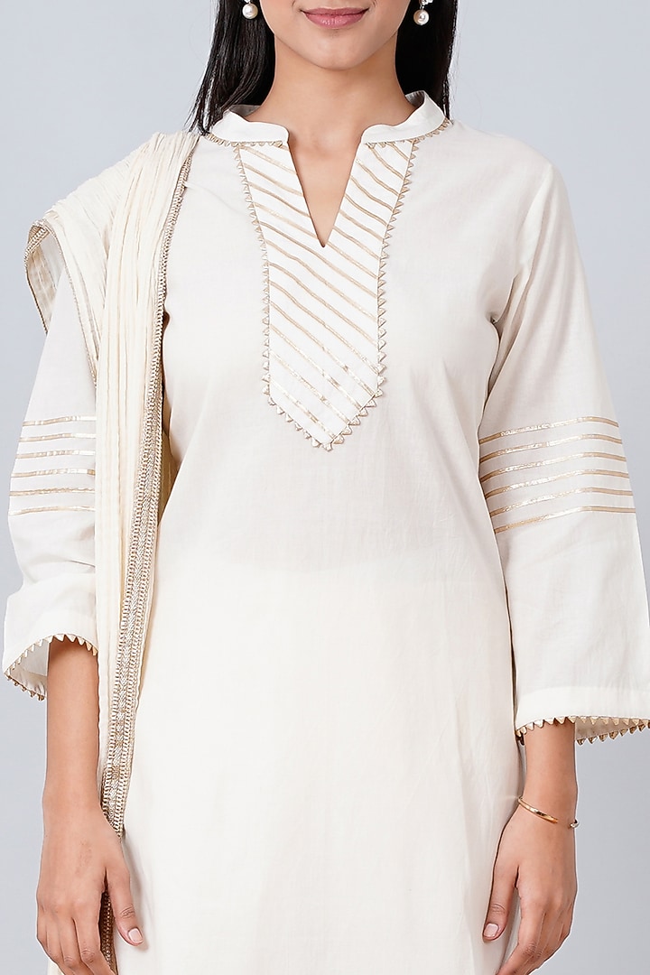 Off-White Cotton Cambric Sharara Set by First Resort by Ramola Bachchan at Pernia's Pop Up Shop