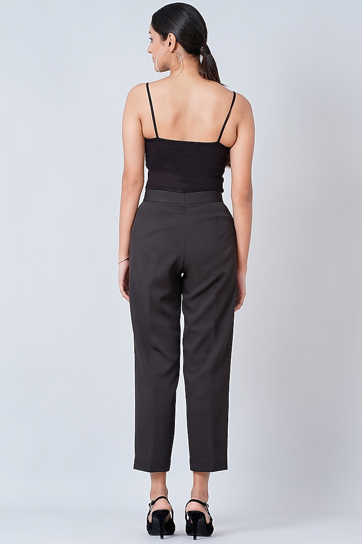 Black Glace Cotton Slim Pants by First Resort by Ramola Bachchan at Pernia's Pop Up Shop