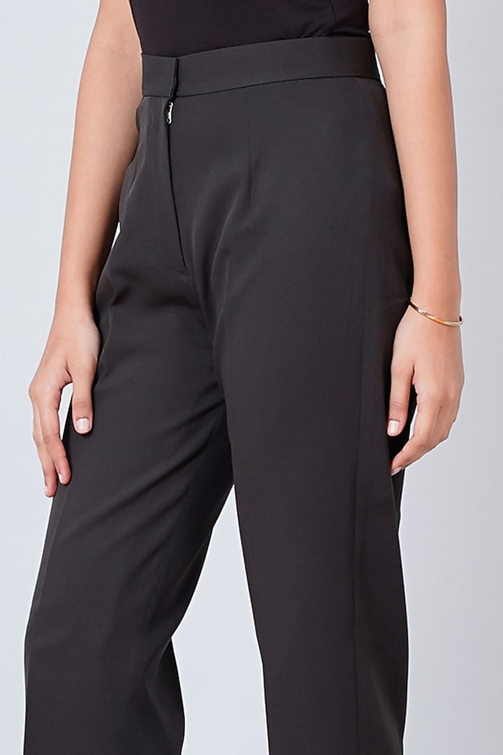 Black Glace Cotton Slim Pants by First Resort by Ramola Bachchan at Pernia's Pop Up Shop