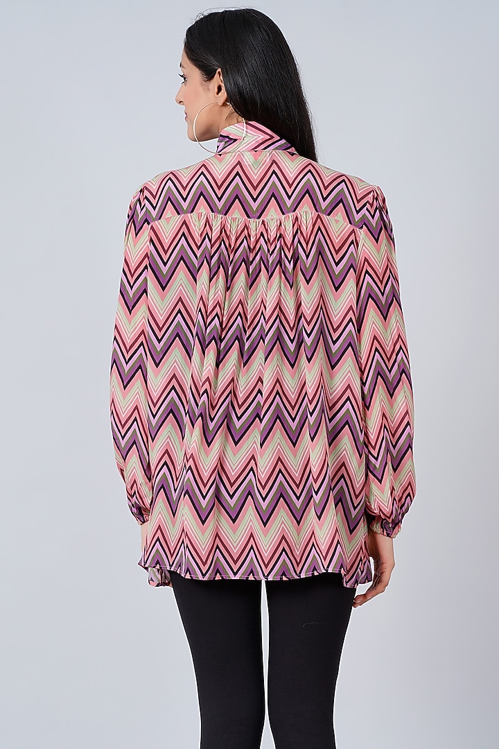 Peach Chevron Printed Top by First Resort by Ramola Bachchan at Pernia's Pop Up Shop