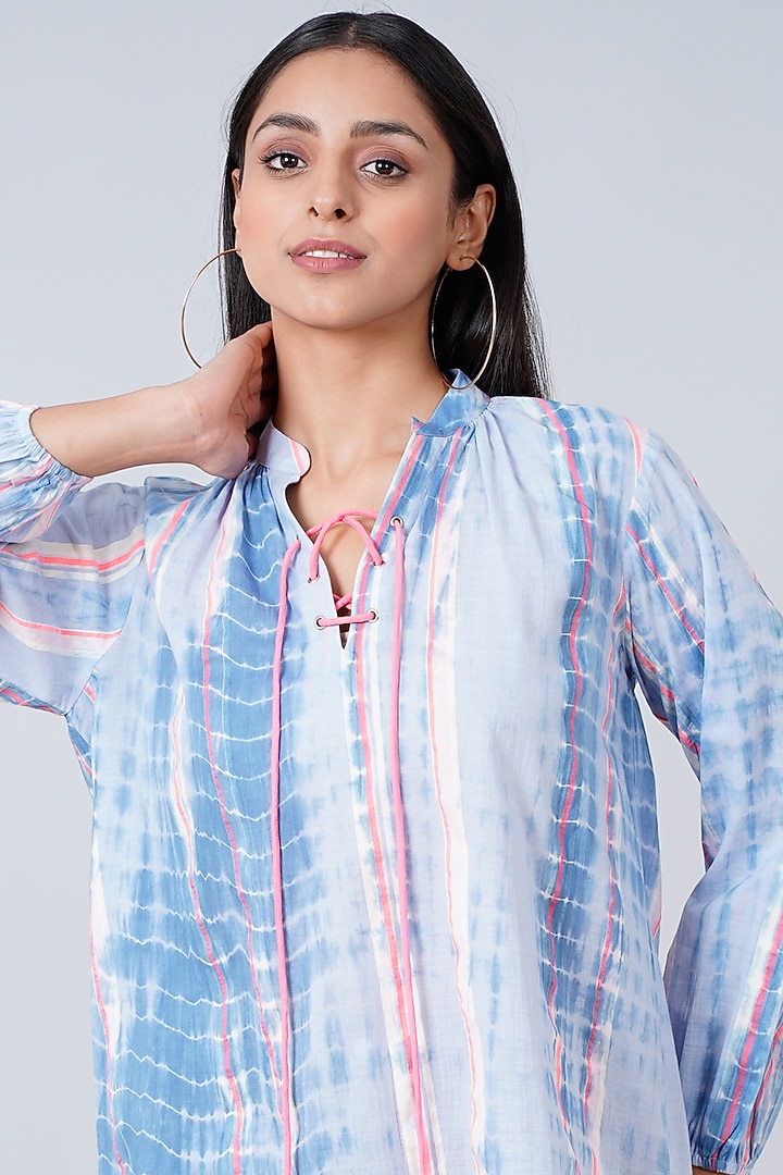 Powder Blue Tie-Dyed Top by First Resort by Ramola Bachchan at Pernia's Pop Up Shop