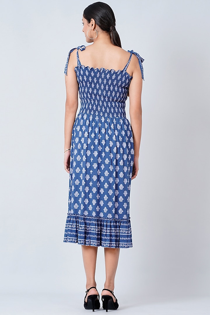 Palace Blue Printed Summer Dress by First Resort by Ramola Bachchan at Pernia's Pop Up Shop