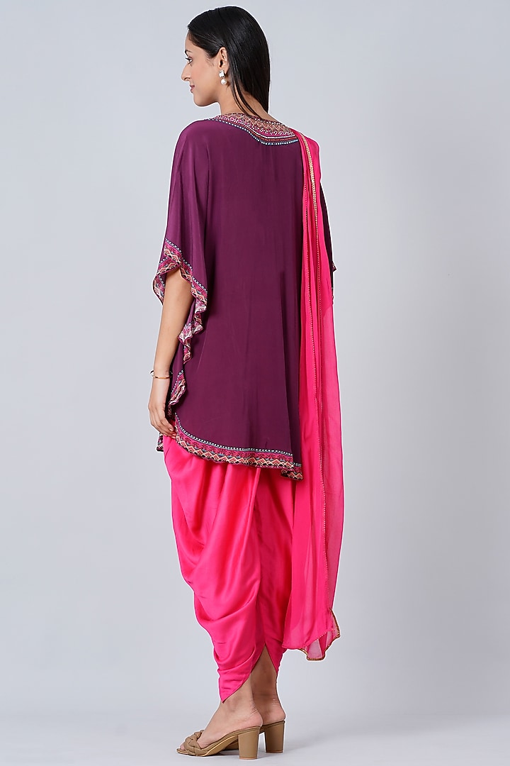 Candy Pink Silk Crepe Dhoti Set by First Resort by Ramola Bachchan at Pernia's Pop Up Shop