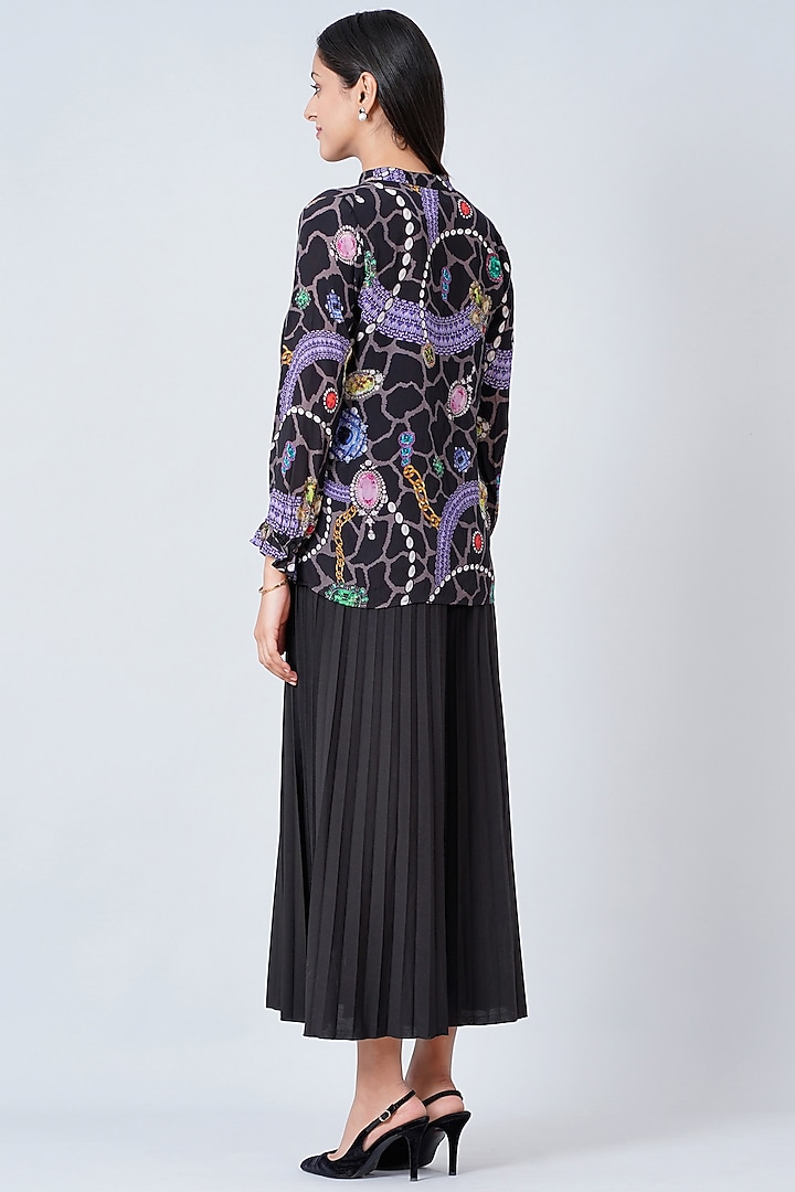 Black Viscose Crepe & Lycra Palazzo Pant Set by First Resort by Ramola Bachchan at Pernia's Pop Up Shop