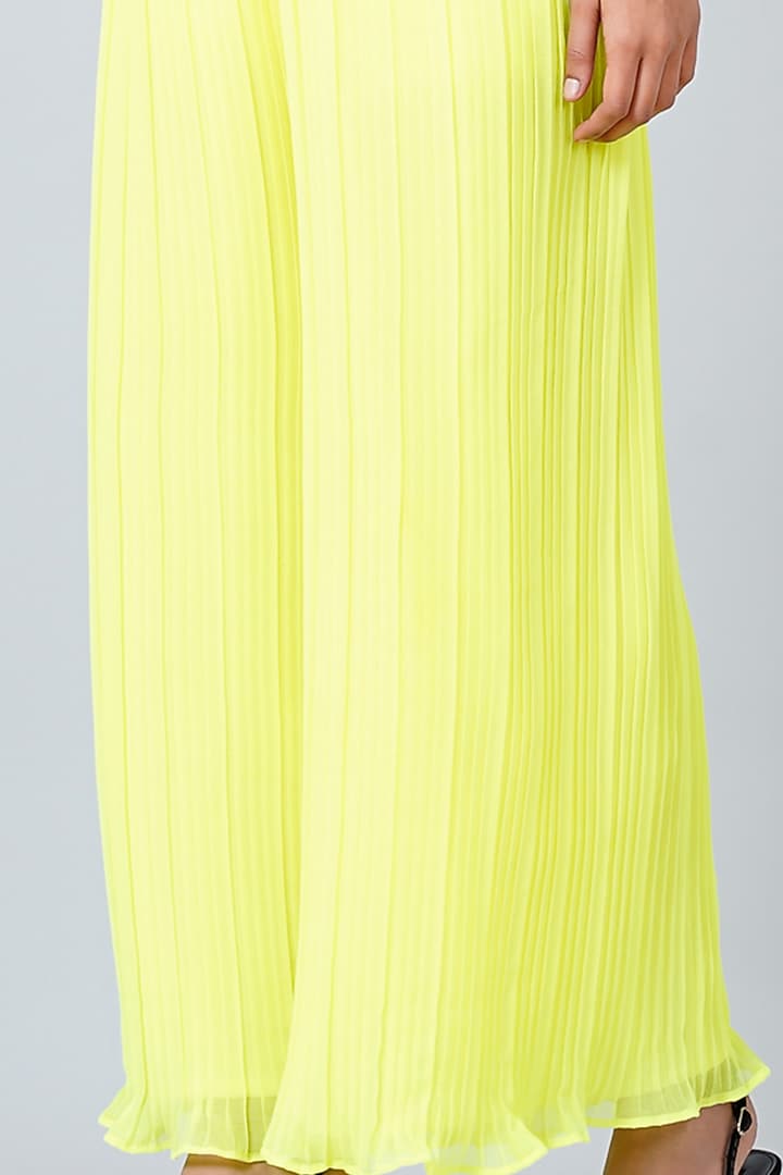 Butter Yellow Polyester Chiffon Pant Set by First Resort by Ramola Bachchan at Pernia's Pop Up Shop