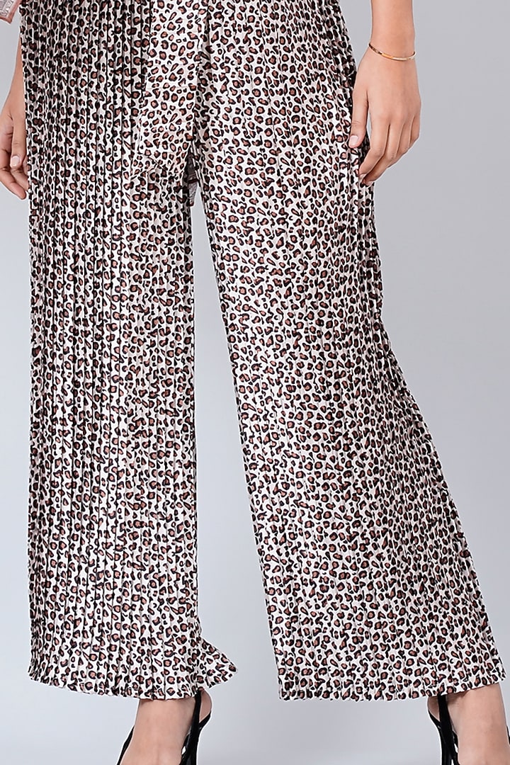 Brown Printed Pant Set With Stole by First Resort by Ramola Bachchan at Pernia's Pop Up Shop
