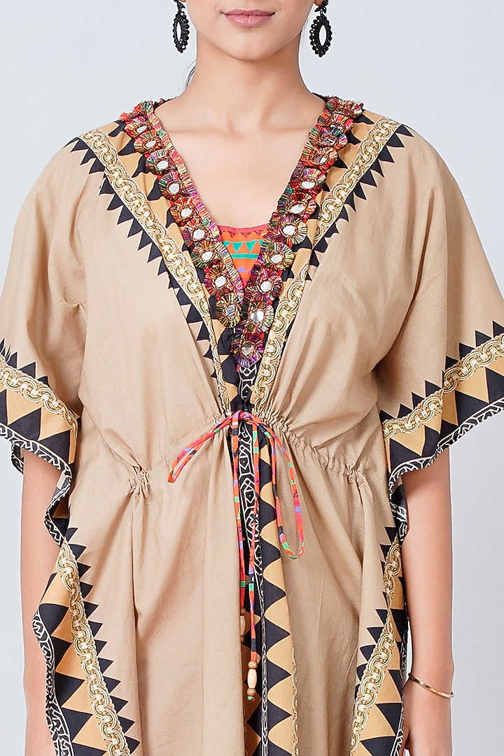 Boutique Beige Printed Kaftan by First Resort by Ramola Bachchan at Pernia's Pop Up Shop
