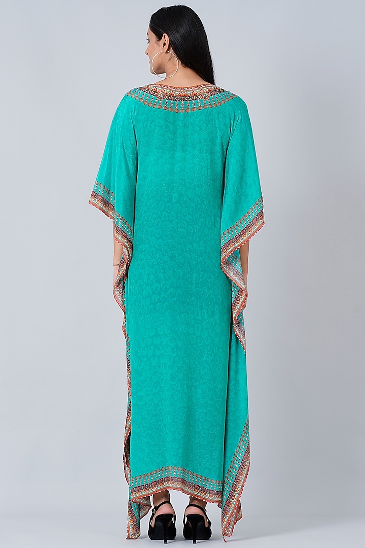 Pool Green Embellished Kaftan by First Resort by Ramola Bachchan at Pernia's Pop Up Shop