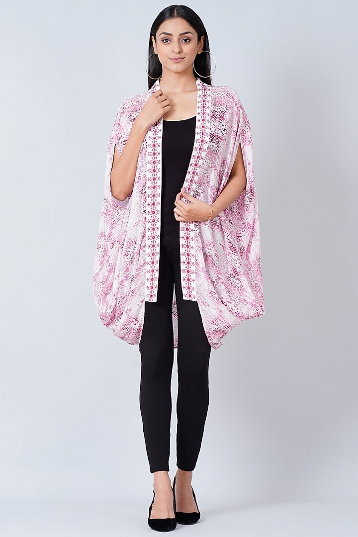 Baby Pink Printed Cape by First Resort by Ramola Bachchan at Pernia's Pop Up Shop