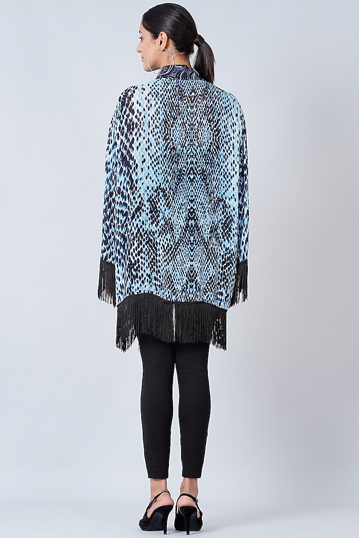Ice Blue Printed Kimono Cover-Up by First Resort by Ramola Bachchan at Pernia's Pop Up Shop