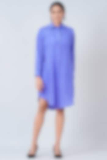 Periwinkle Blue Habutai Silk Summer Shirt Dress by First Resort by Ramola Bachchan at Pernia's Pop Up Shop