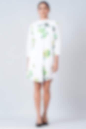 White Printed Summer Shirt Dress by First Resort by Ramola Bachchan at Pernia's Pop Up Shop