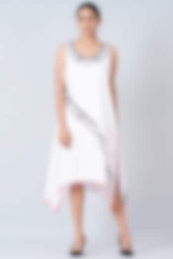 White Printed A-Line Summer Dress by First Resort by Ramola Bachchan at Pernia's Pop Up Shop