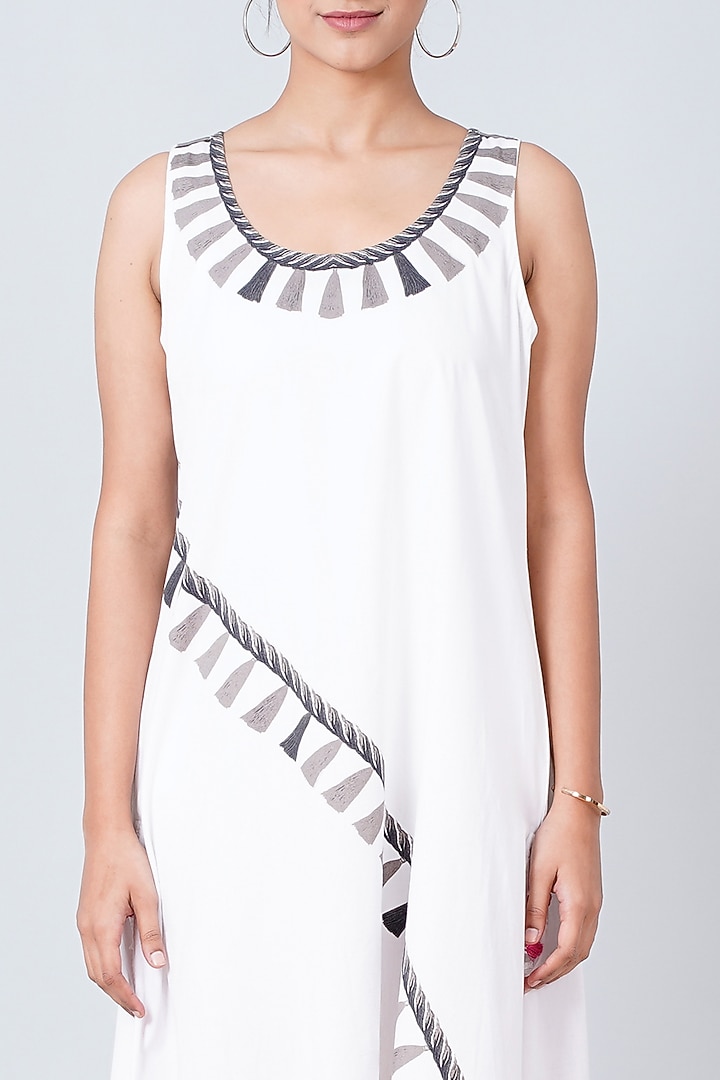 White Printed A-Line Summer Dress by First Resort by Ramola Bachchan at Pernia's Pop Up Shop