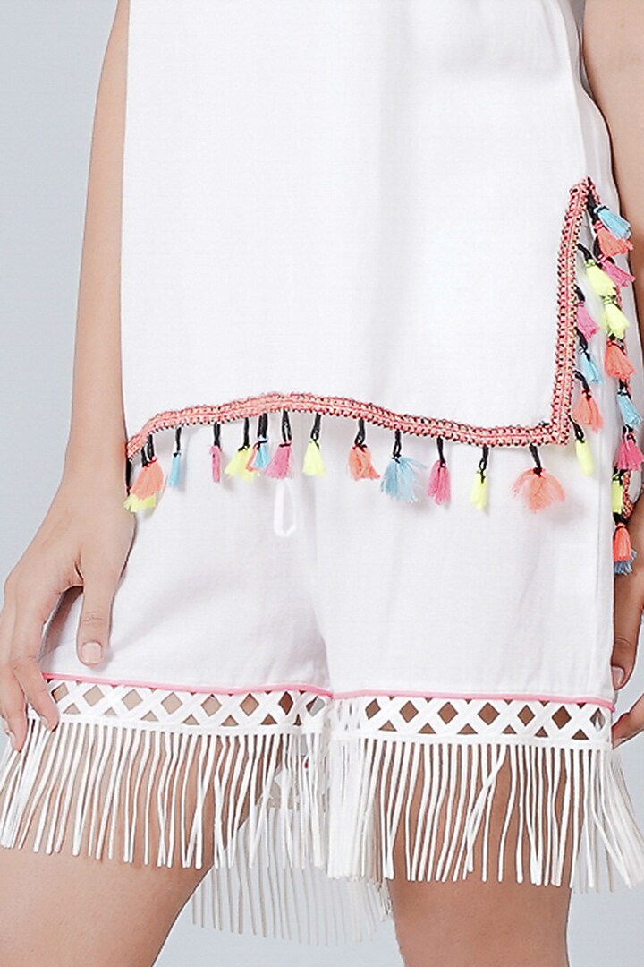 White Rayon Flax Co-Ord Set by First Resort by Ramola Bachchan at Pernia's Pop Up Shop