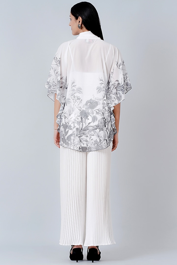 White Polyester Georgette & Satin Pant Set by First Resort by Ramola Bachchan at Pernia's Pop Up Shop