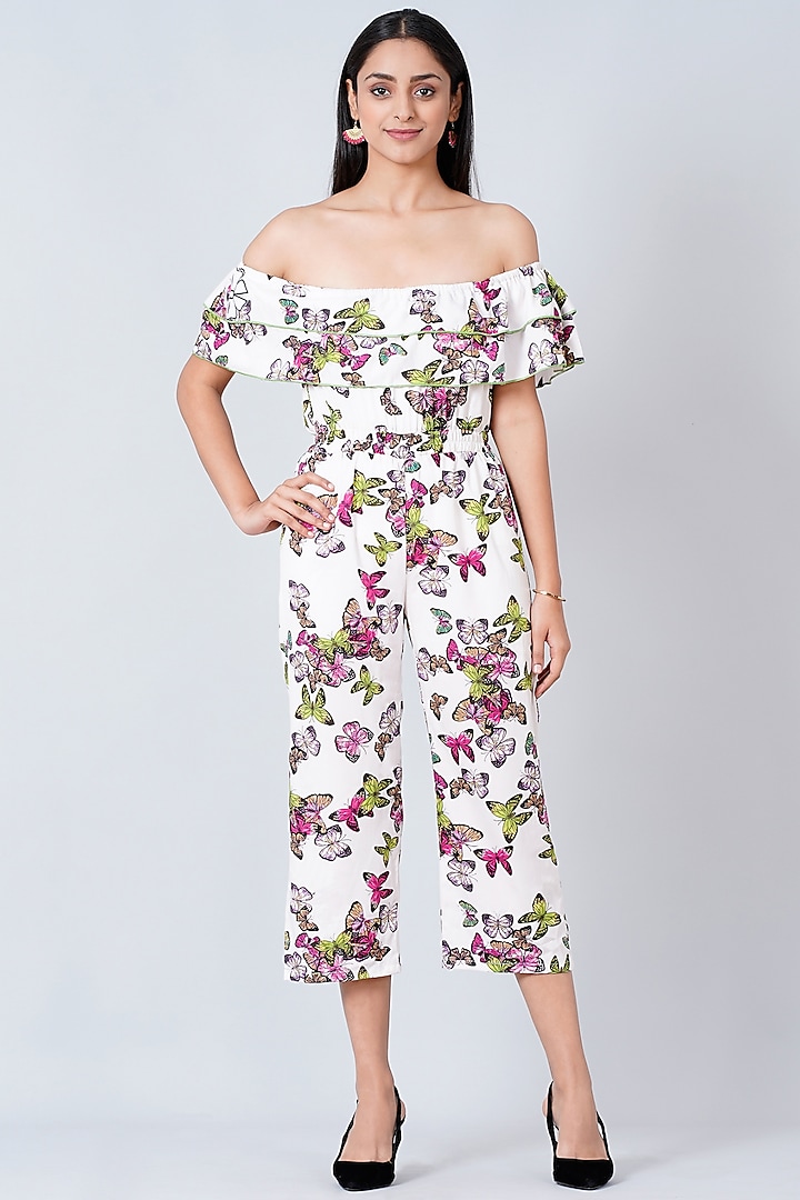 White Cotton Modal Jumpsuit by First Resort by Ramola Bachchan