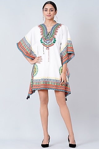 White Printed Kaftan by First Resort by Ramola Bachchan