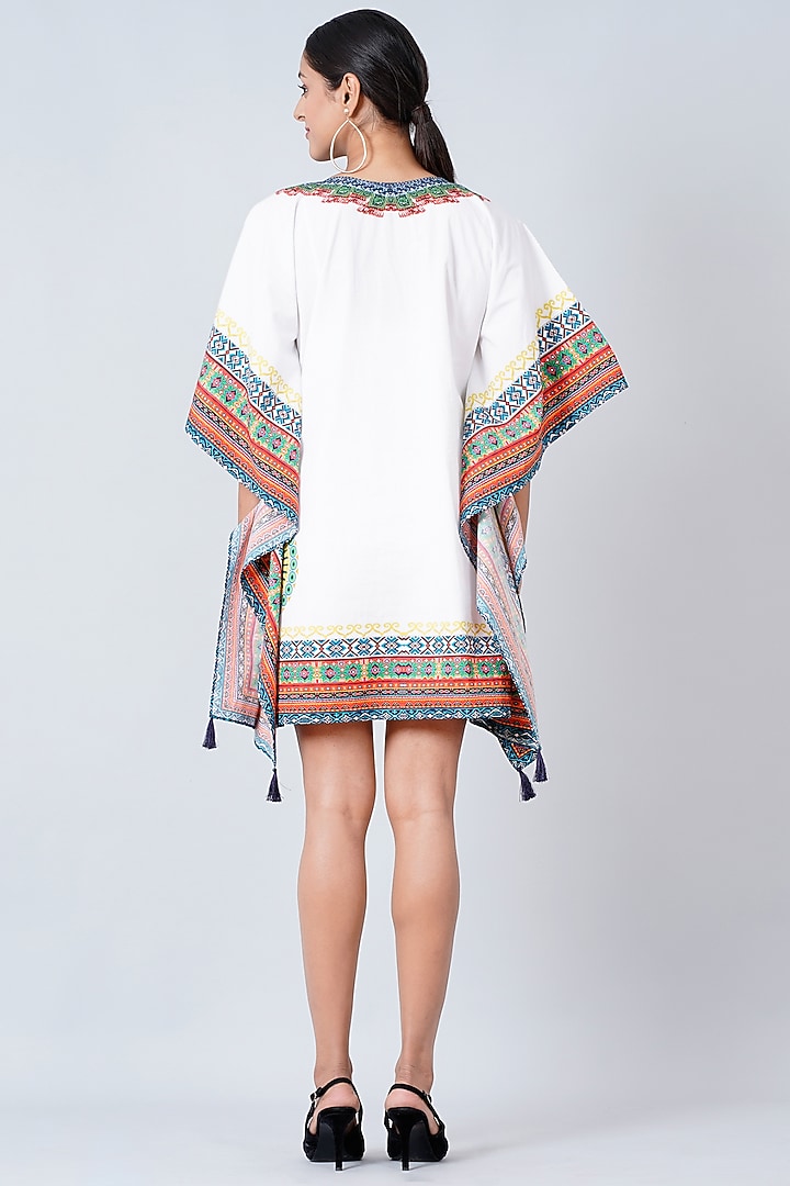 White Printed Kaftan by First Resort by Ramola Bachchan at Pernia's Pop Up Shop
