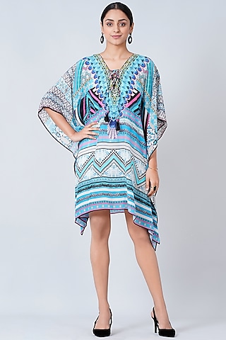 Sky Blue Printed Kaftan by First Resort by Ramola Bachchan