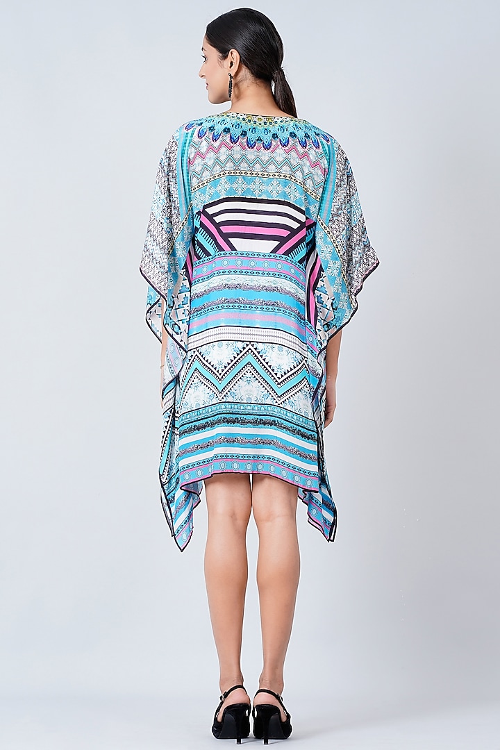Sky Blue Printed Kaftan by First Resort by Ramola Bachchan at Pernia's Pop Up Shop
