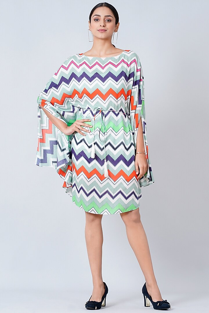 White & Grey Chevron Printed Summer Dress by First Resort by Ramola Bachchan at Pernia's Pop Up Shop