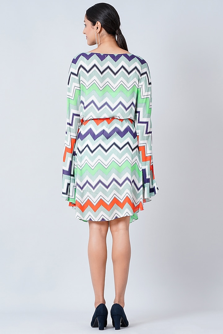 White & Grey Chevron Printed Summer Dress by First Resort by Ramola Bachchan at Pernia's Pop Up Shop