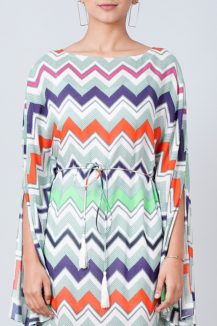 White & Grey Chevron Printed Summer Dress by First Resort by Ramola Bachchan at Pernia's Pop Up Shop