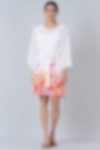 White & Orange Printed Dress by First Resort by Ramola Bachchan