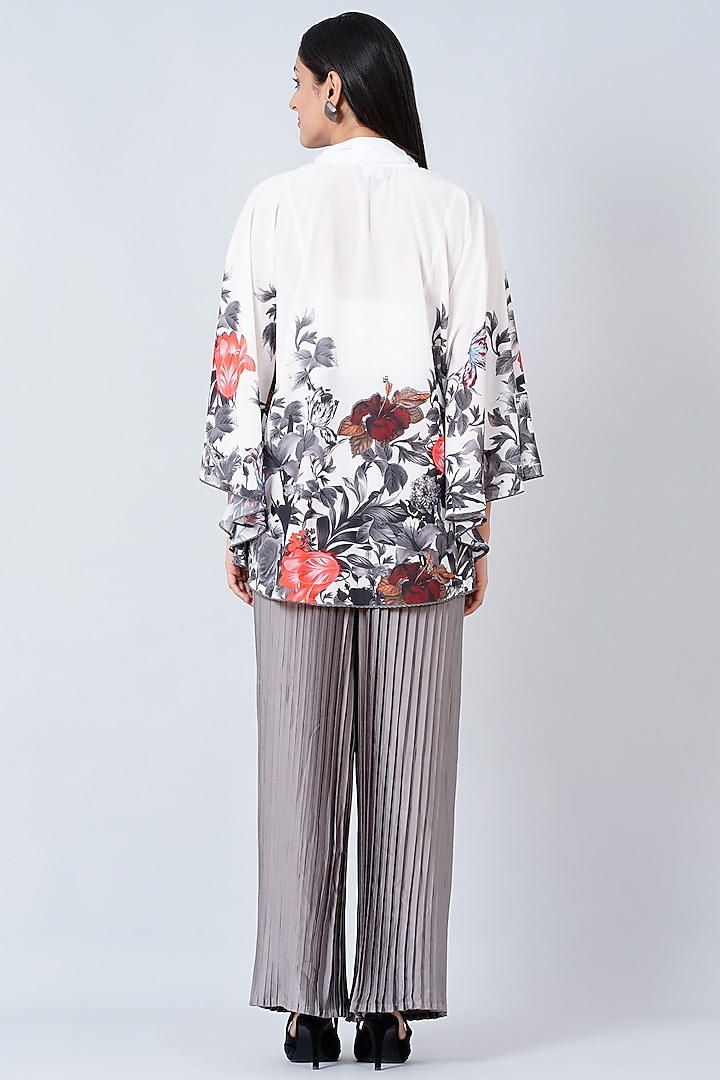 Grey Polyester Georgette & Satin Pant Set by First Resort by Ramola Bachchan at Pernia's Pop Up Shop
