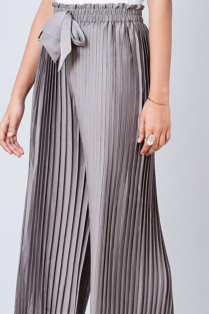 Grey Polyester Georgette & Satin Pant Set by First Resort by Ramola Bachchan at Pernia's Pop Up Shop